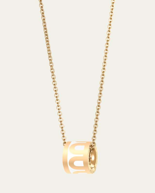 L'Arc de DAVIDOR Bead Necklace in 18K Yellow Gold with Neige Lacquered Ceramic